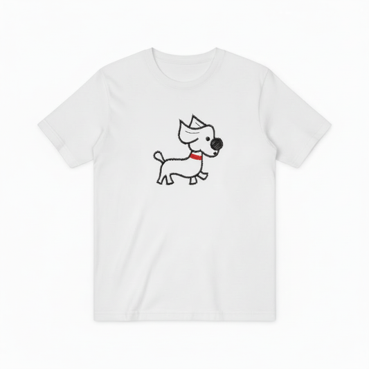 Embroidered Dog Graphic Tee Minimalist Animal Lover Gift T7013