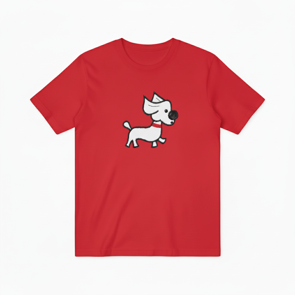 Embroidered Dog Graphic Tee Minimalist Animal Lover Gift T7013