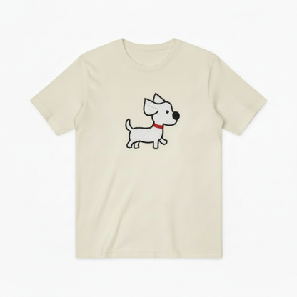 Embroidered Dog Graphic Tee Minimalist Animal Lover Gift T7013