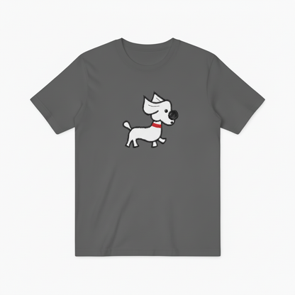 Embroidered Dog Graphic Tee Minimalist Animal Lover Gift T7013