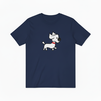 Embroidered Dog Graphic Tee Minimalist Animal Lover Gift T7013