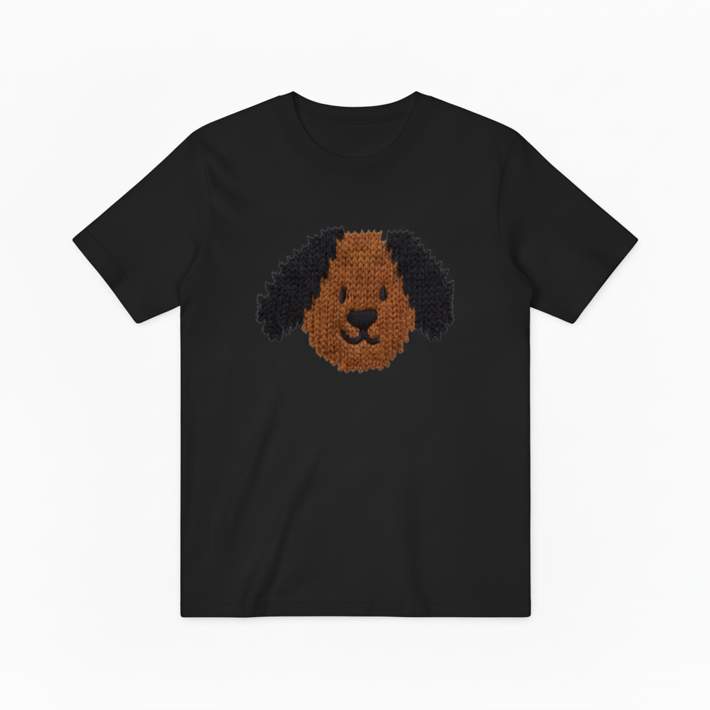 Knit Dog Face Graphic Tee Cute Animal Lover Gift T7040