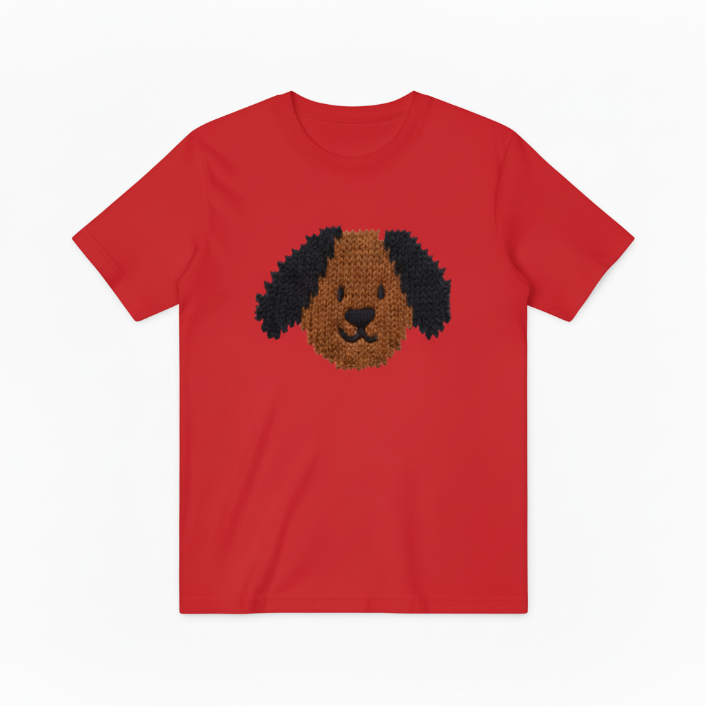 Knit Dog Face Graphic Tee Cute Animal Lover Gift T7040