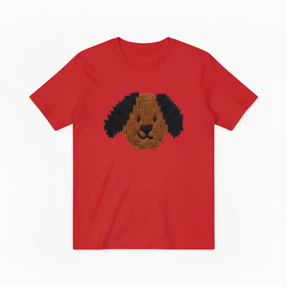 Knit Dog Face Graphic Tee Cute Animal Lover Gift T7040