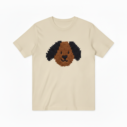 Knit Dog Face Graphic Tee Cute Animal Lover Gift T7040