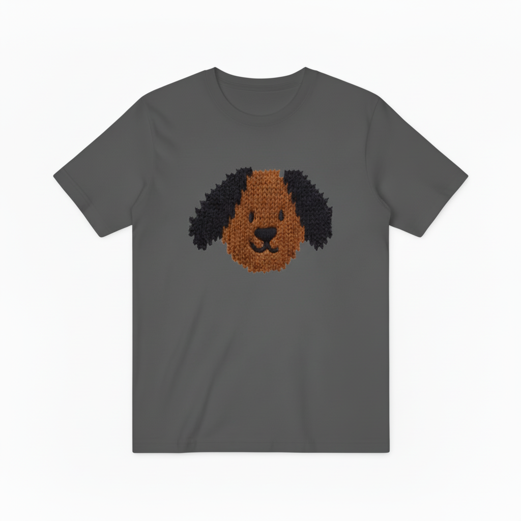 Knit Dog Face Graphic Tee Cute Animal Lover Gift T7040