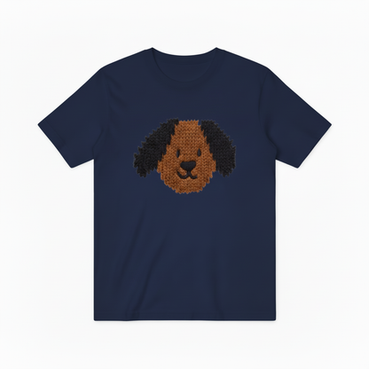 Knit Dog Face Graphic Tee Cute Animal Lover Gift T7040