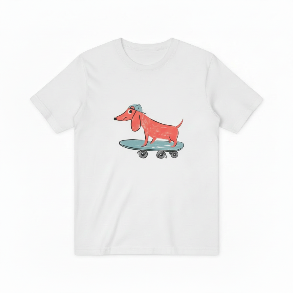 Skateboarding Dachshund Graphic Tee Funny Dog Lover Gift T7045