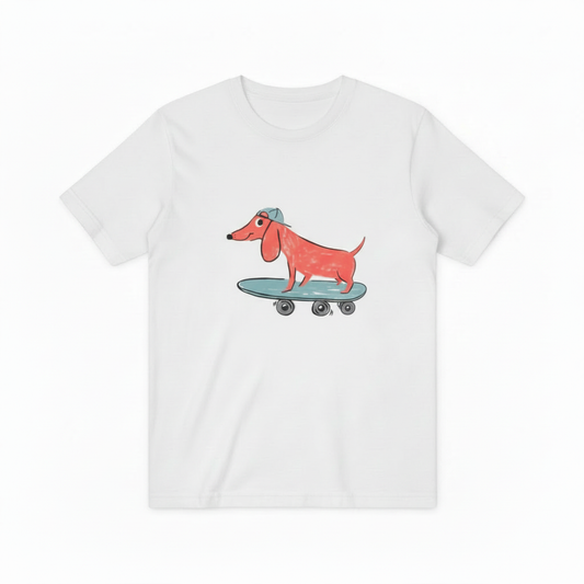 Skateboarding Dachshund Graphic Tee Funny Dog Lover Gift T7045
