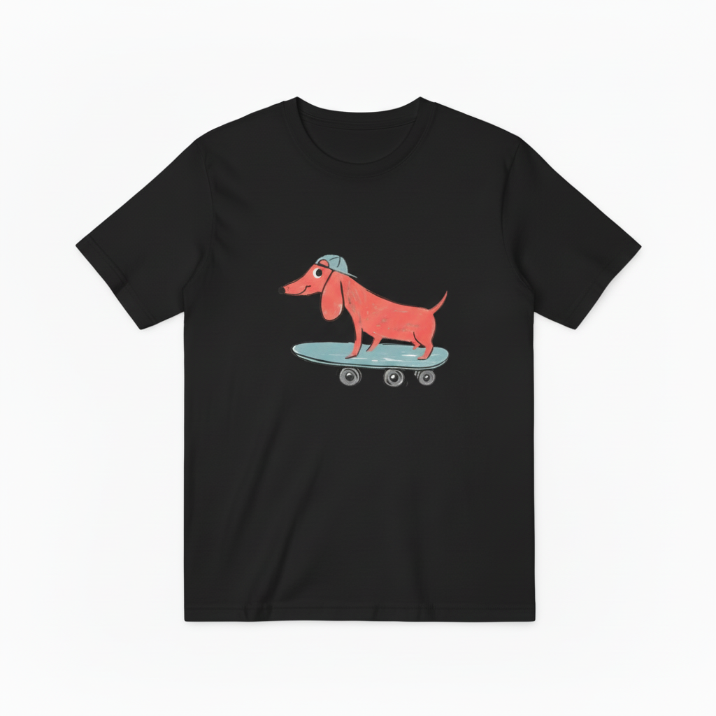 Skateboarding Dachshund Graphic Tee Funny Dog Lover Gift T7045