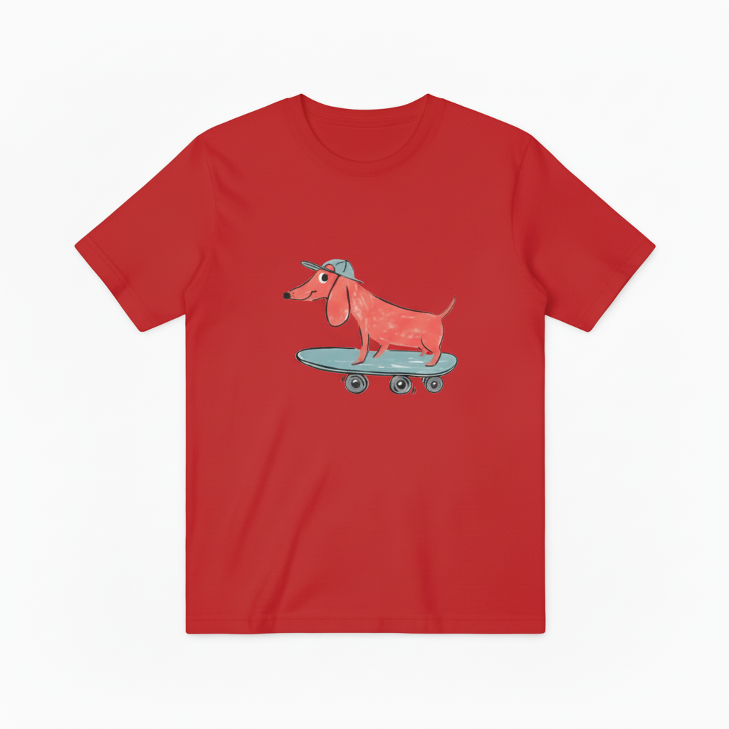 Skateboarding Dachshund Graphic Tee Funny Dog Lover Gift T7045