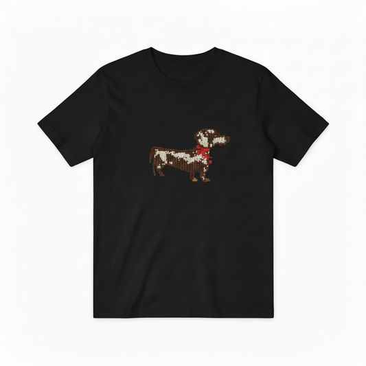 Dachshund Red Scarf Pixel Graphic Tee T7078
