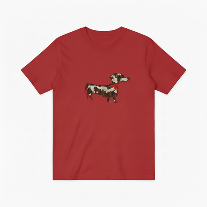 Dachshund Red Scarf Pixel Graphic Tee T7078