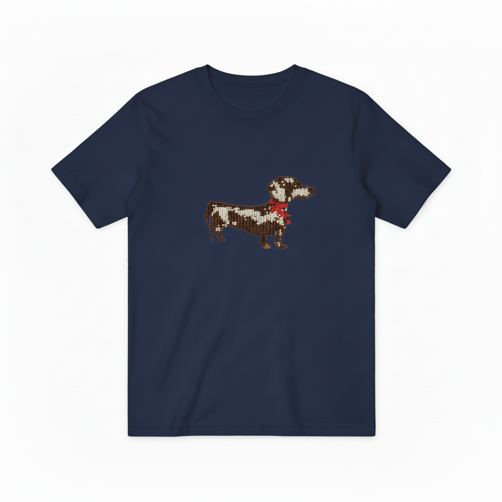 Dachshund Red Scarf Pixel Graphic Tee T7078