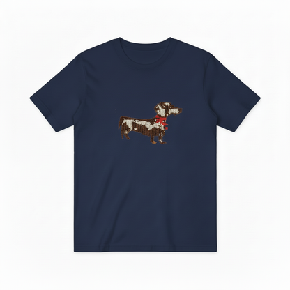 Dachshund Red Scarf Pixel Graphic Tee T7078