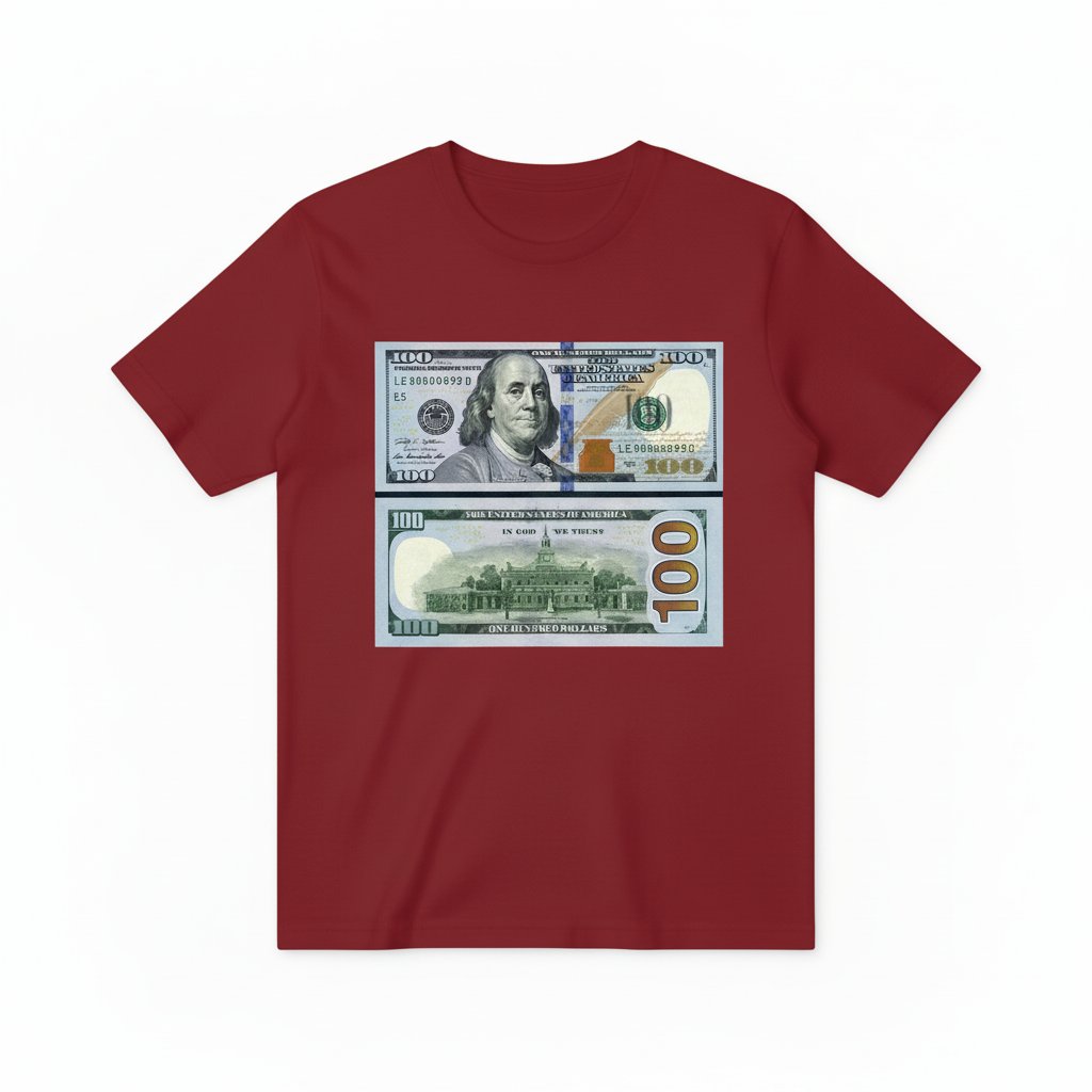 100 Dollar Bill Design - Red