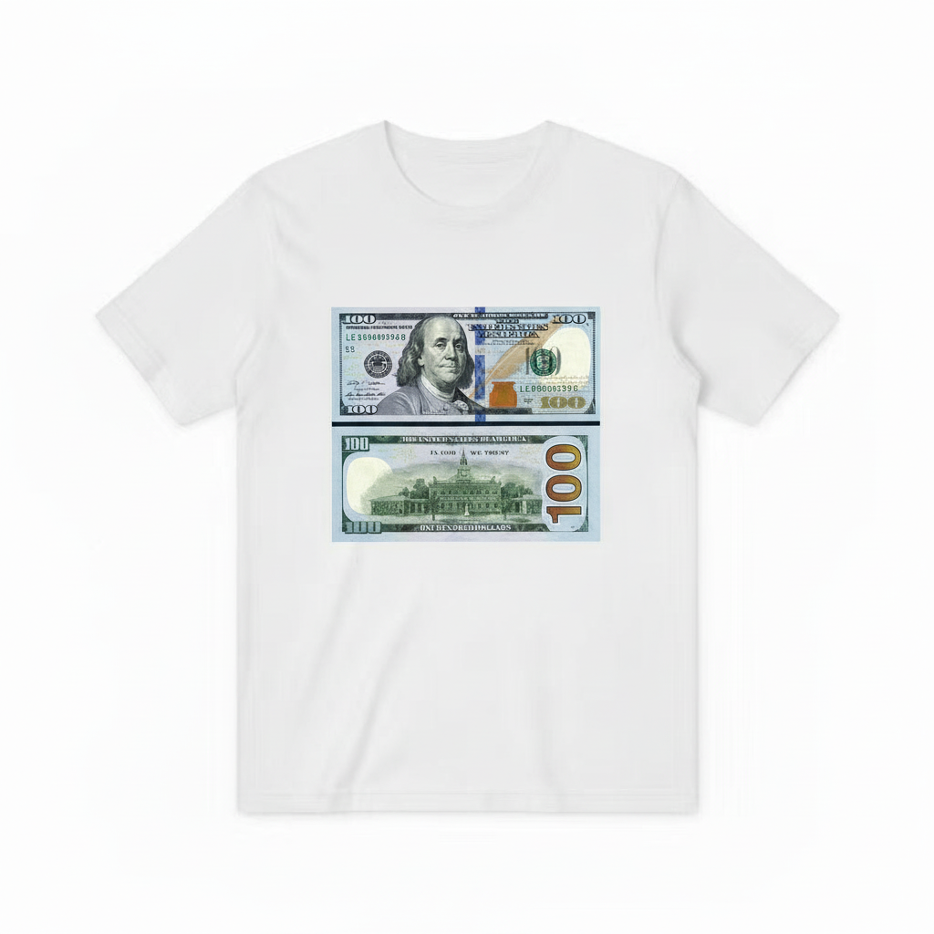 100 Dollar Bill Design - White
