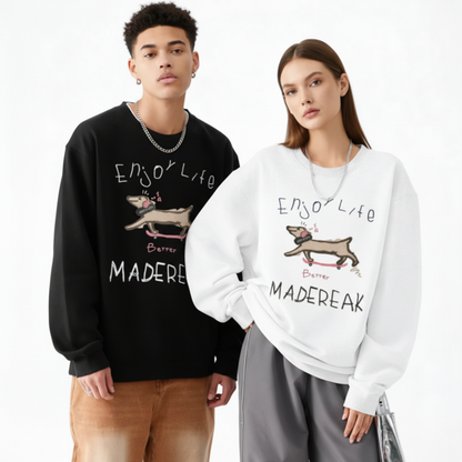 Skateboard Dog Enjoy Life Graphic Pet Crewneck C1041