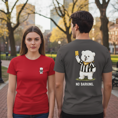 No Barking Fluffy Dog Soccer Referee Graphic Tee