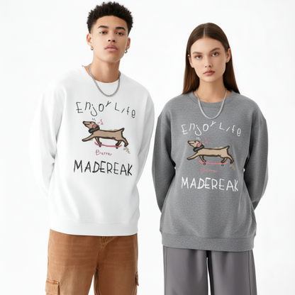 Skateboard Dog Enjoy Life Graphic Pet Crewneck C1041