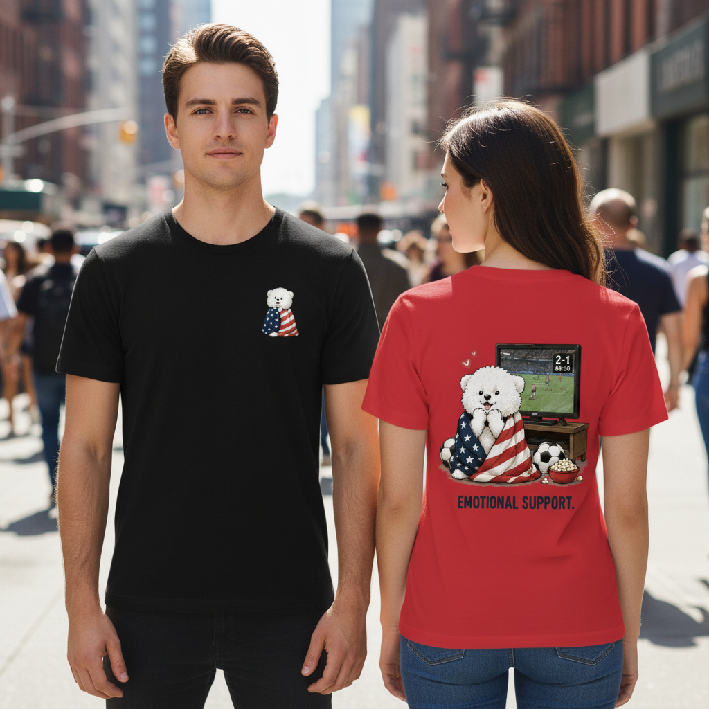 Emotional Support Fluffy Dog Soccer Fan Graphic Tee