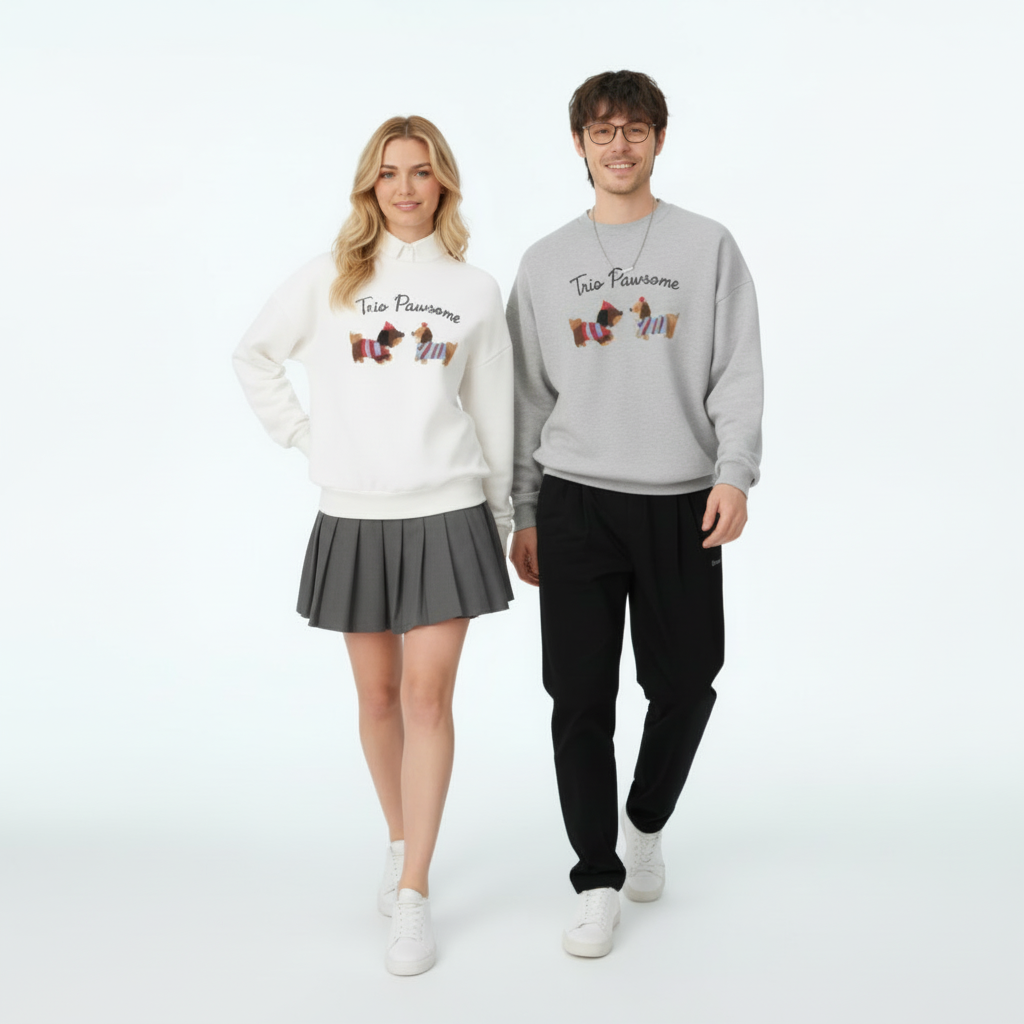 Trio Pawsome Yorkie Dogs Graphic Crewneck C1042