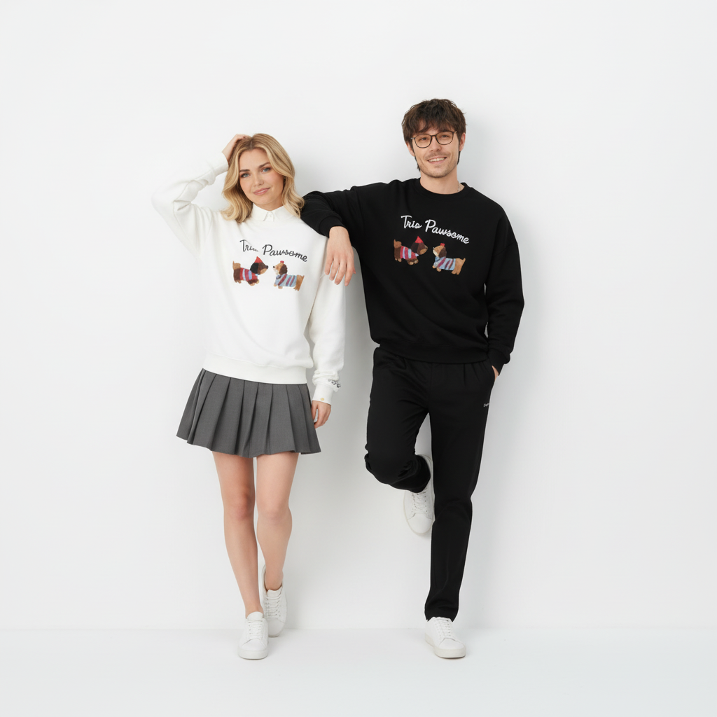 Trio Pawsome Yorkie Dogs Graphic Crewneck C1042