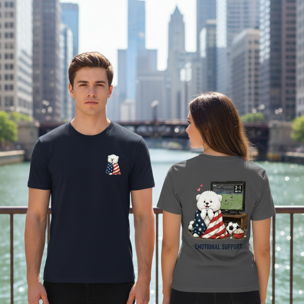 Emotional Support Fluffy Dog Soccer Fan Graphic Tee