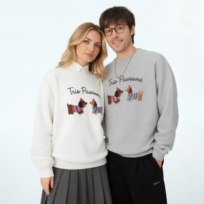 Trio Pawsome Yorkie Dogs Graphic Crewneck C1042