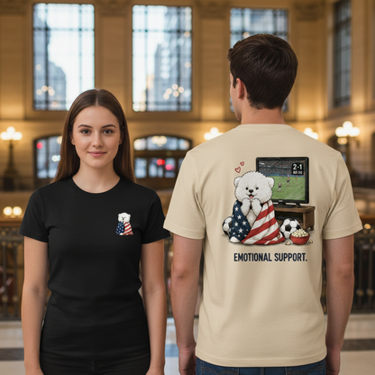 Emotional Support Fluffy Dog Soccer Fan Graphic Tee