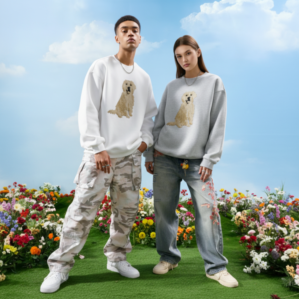 Cute Golden Doodle Sitting Graphic Crewneck C1043