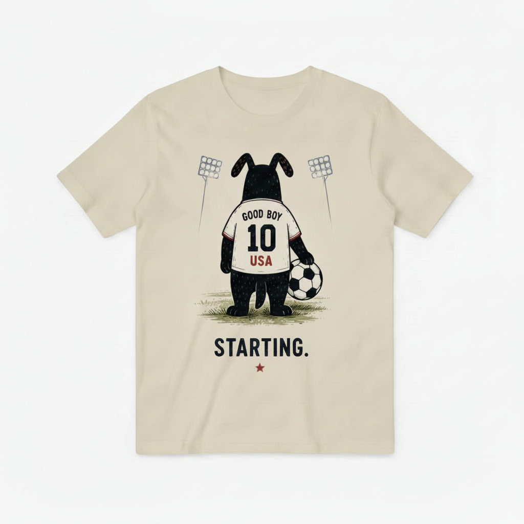 Starting Good Boy USA Funny Soccer Graphic Tee