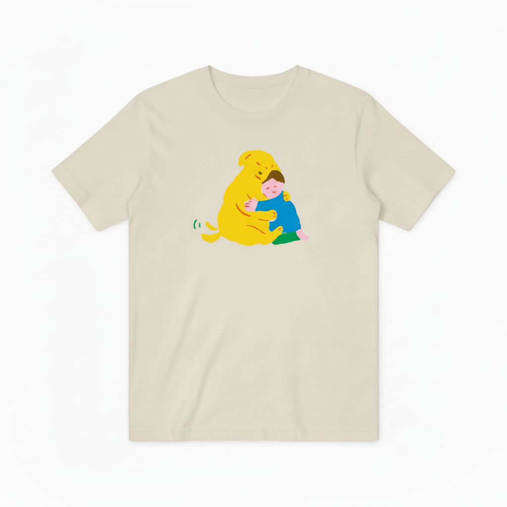 Heartwarming Dog and Kid Hug T-Shirt for Pet Lovers T6001