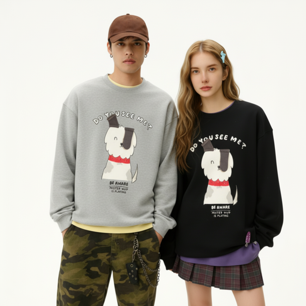 Mister Vibe Playing Cute Dog Lover Gift Crewneck C1046