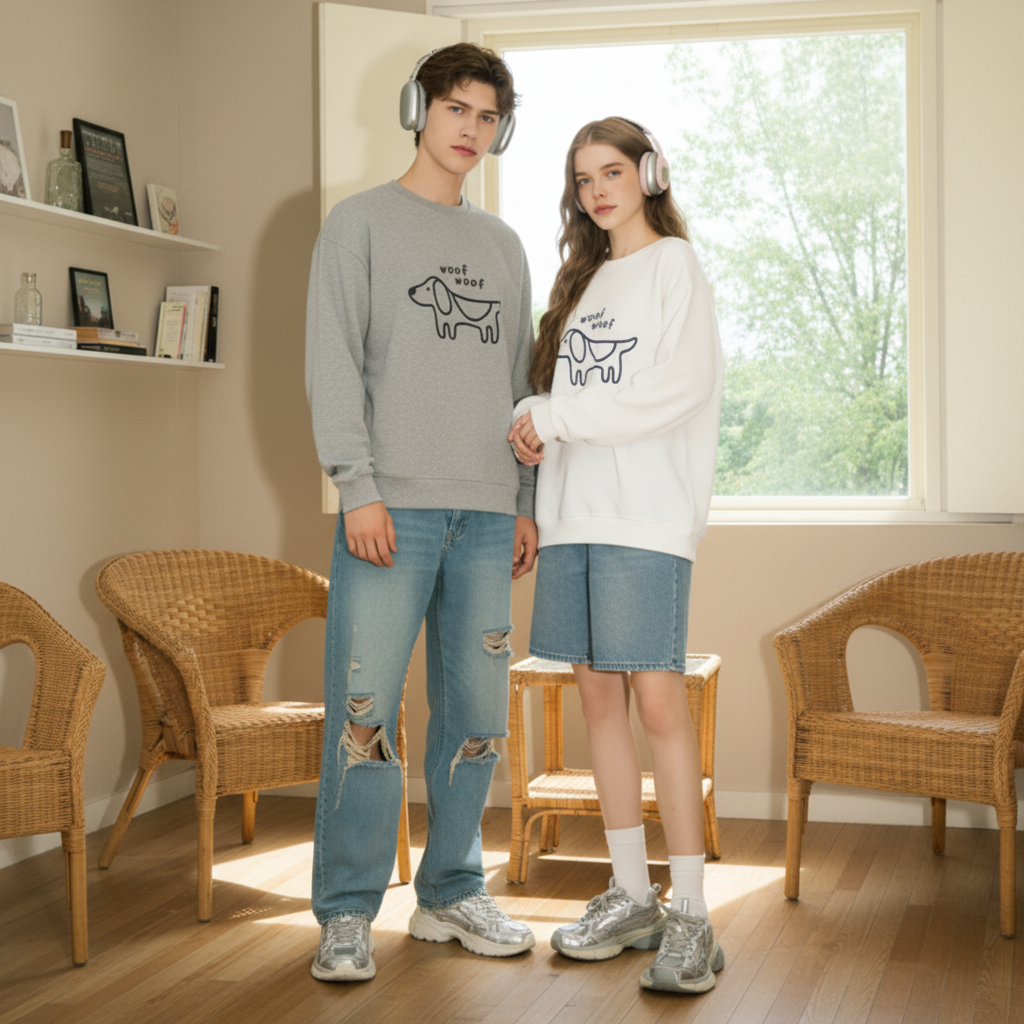 Woof Woof Dog Graphic Lover Crewneck C1047