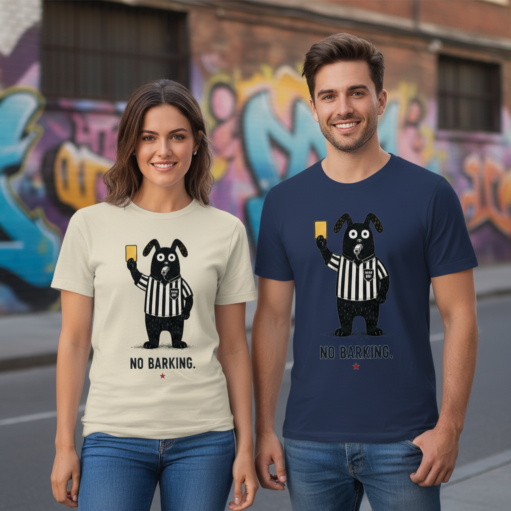 No Barking Funny Soccer Referee Dog Graphic Tee