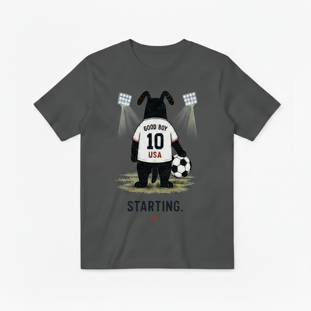 Starting Good Boy USA Funny Soccer Graphic Tee