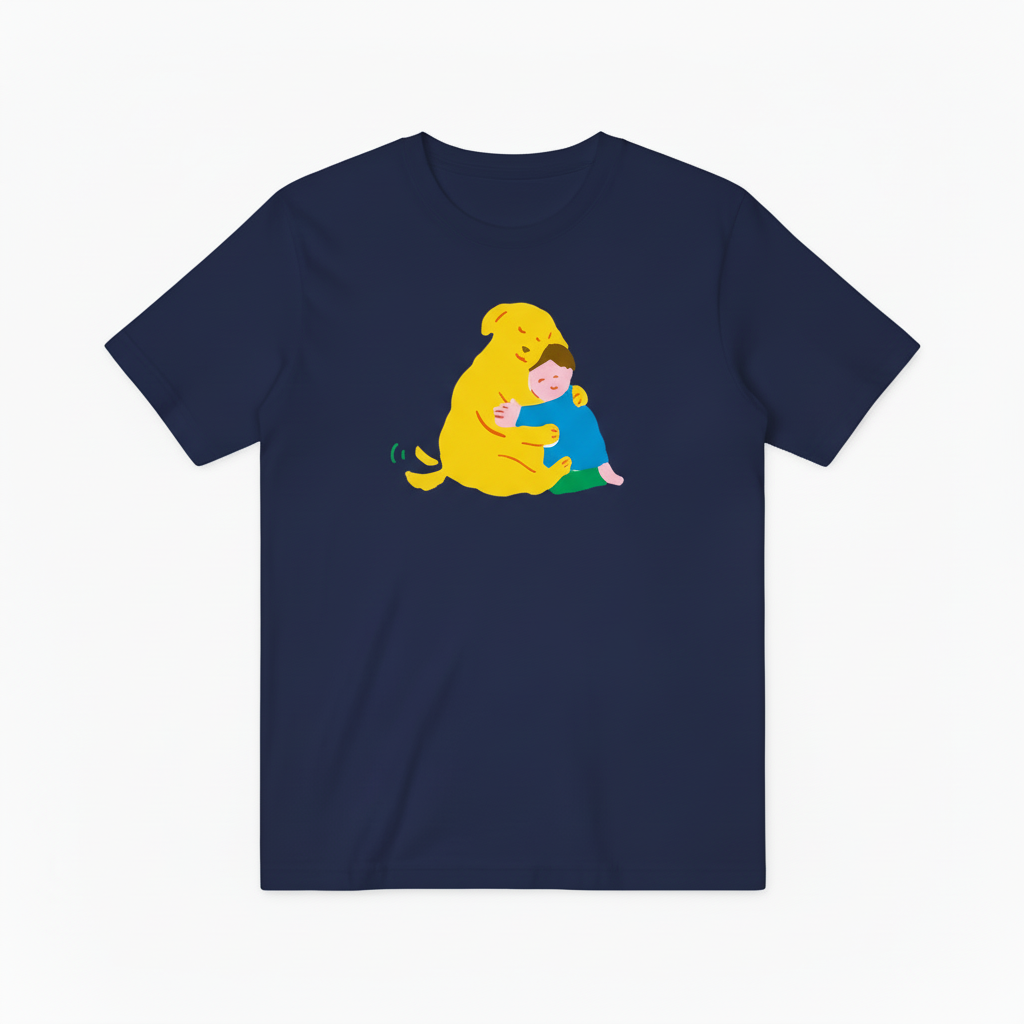Heartwarming Dog and Kid Hug T-Shirt for Pet Lovers T6001