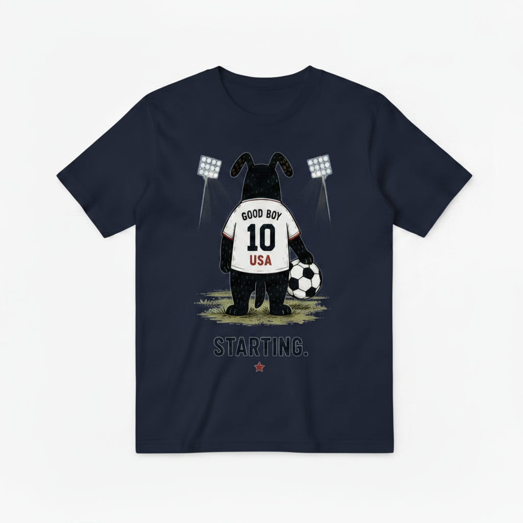 Starting Good Boy USA Funny Soccer Graphic Tee