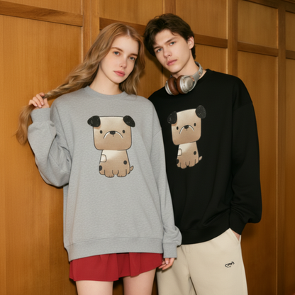 Funny Grumpy Bulldog Sitting Pose Gift Crewneck C1054
