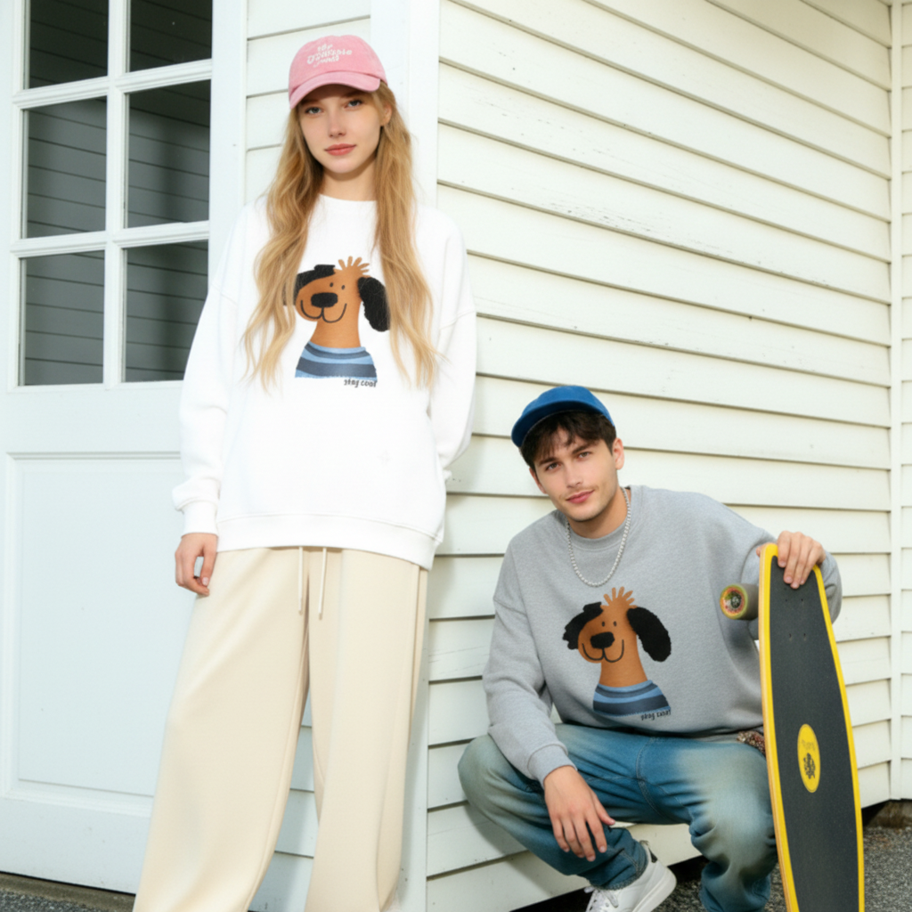 Stay Cool Striped Shirt Dog Lover Crewneck C1055