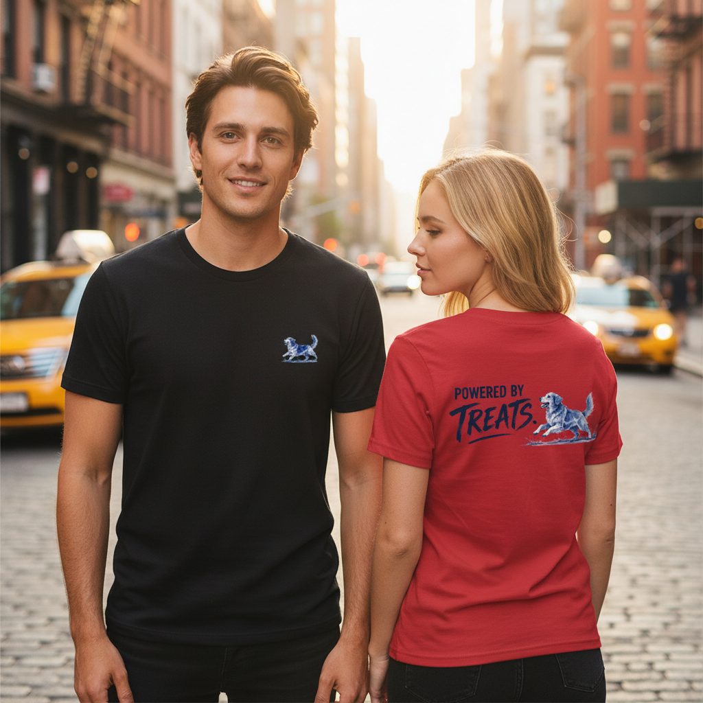 Powered by Treats Funny Dog Graphic Tee
