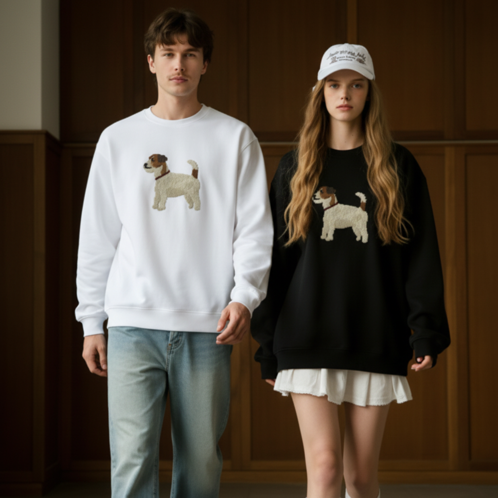 Cute Brown White Dog Standing Pose Crewneck C1058