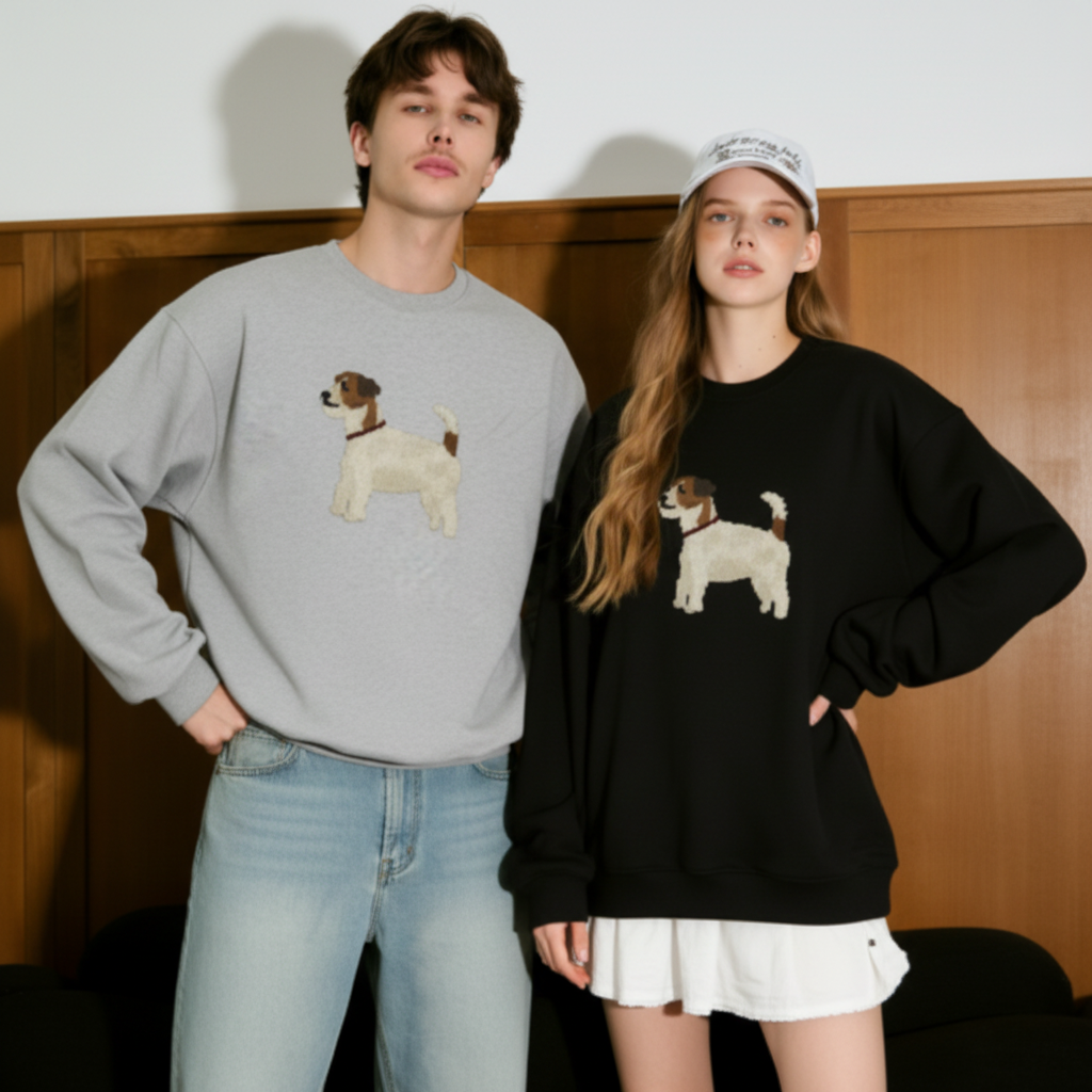 Cute Brown White Dog Standing Pose Crewneck C1058
