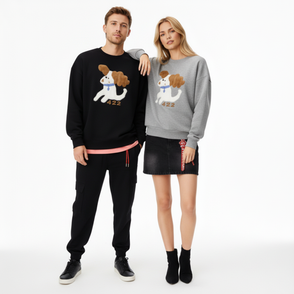 Fluffy Spaniel Blue Collar Dog Lover Crewneck C1060