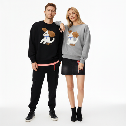 Fluffy Spaniel Blue Collar Dog Lover Crewneck C1060