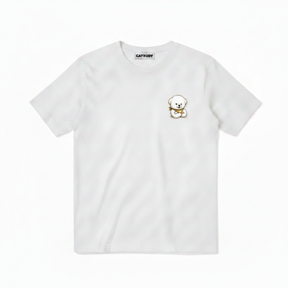 The Work Never Stops Fluffy Dog Soccer Graphic Tee
