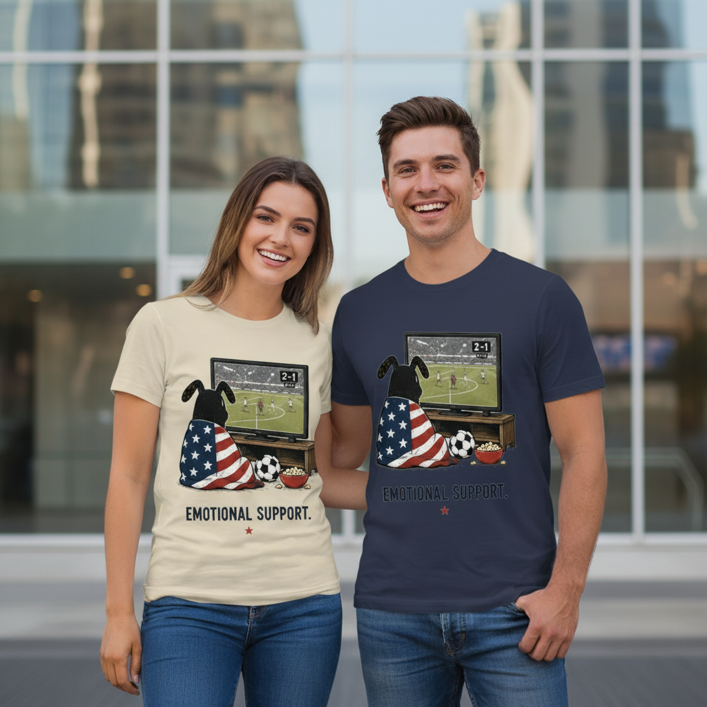 Emotional Support Funny Soccer Fan Graphic Tee