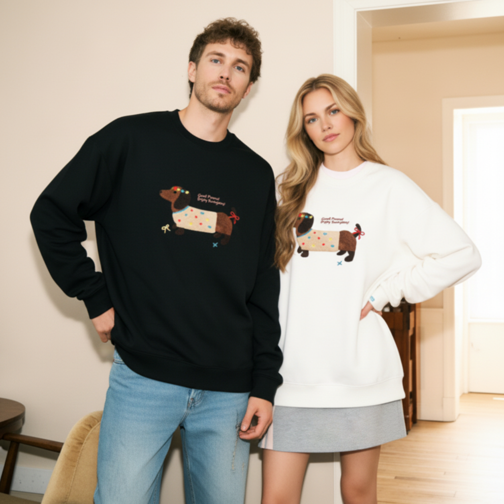 Good Puppy Enjoy Everyday Floral Heart Dog Crewneck C1062