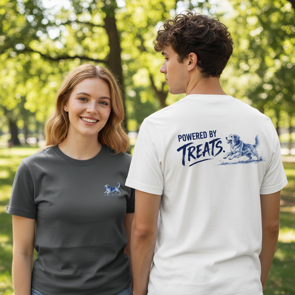 Powered by Treats Funny Dog Graphic Tee